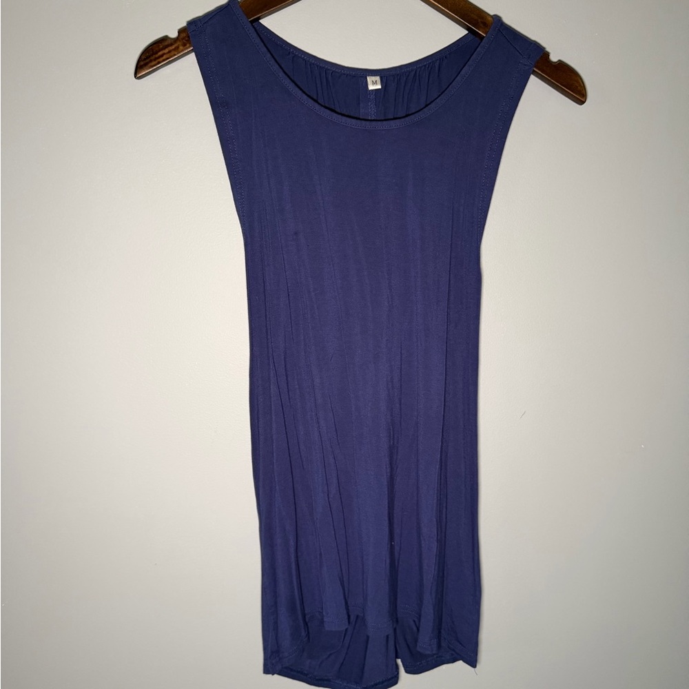 Sleeveless Navy Blue cross back Women's Top